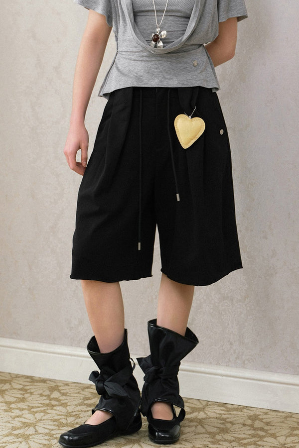 Loose Knit Drawstring Shorts