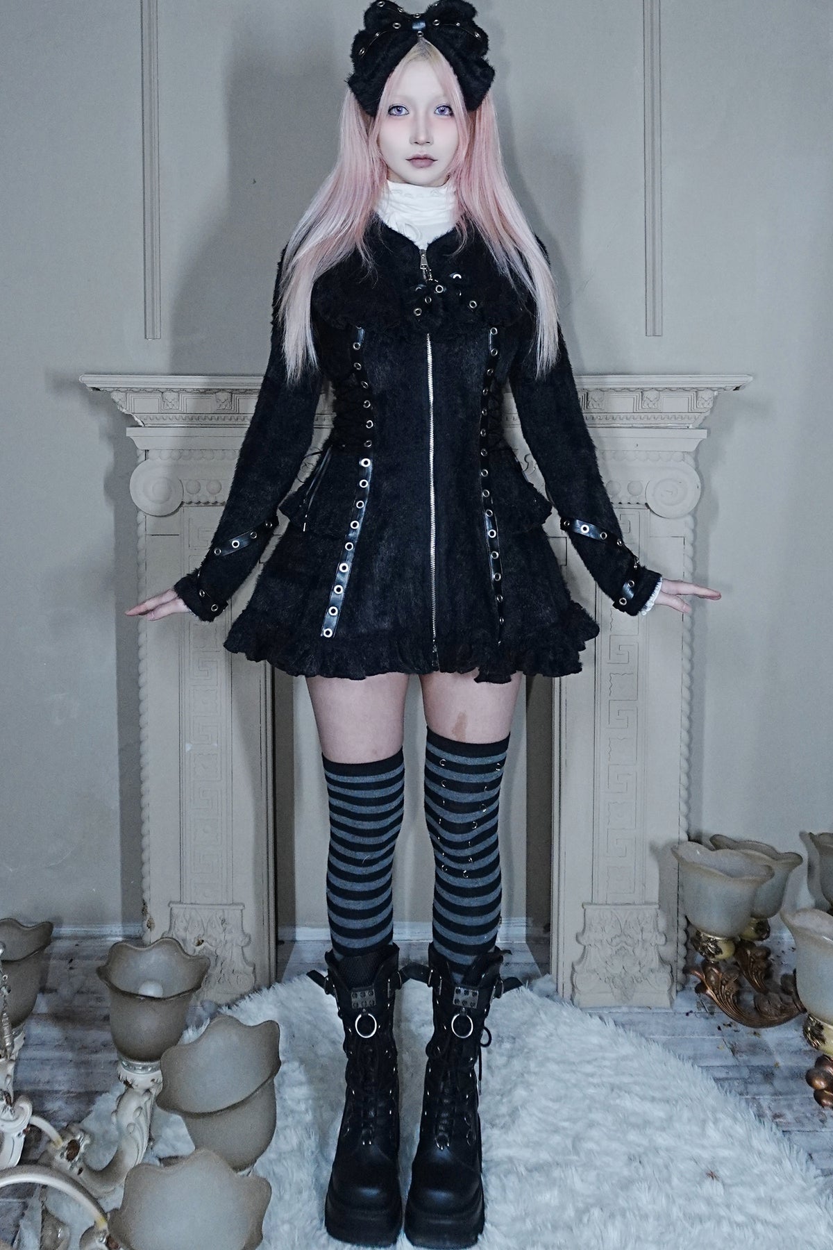 Cat Ear Hooded Plush Dress