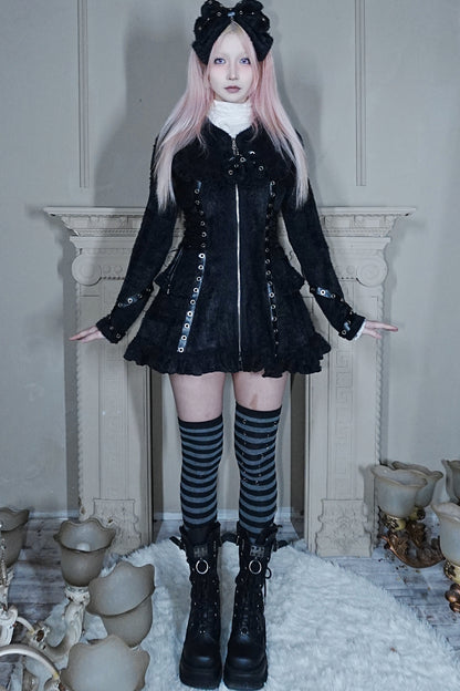 Cat Ear Hooded Plush Dress
