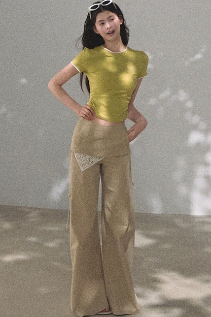 Color-Block Embroidered Summer Top