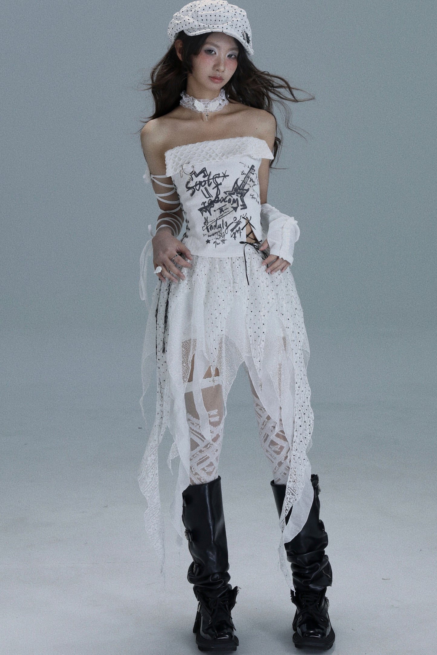 Original Printed Denim Tube Top