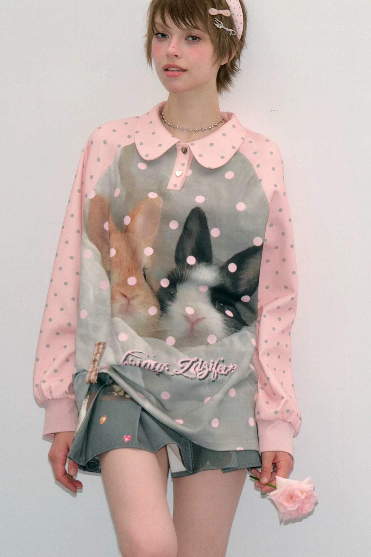 Pink Rabbit Polka Dot Sweatshirt