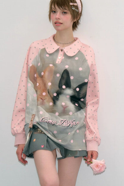 Pink Rabbit Polka Dot Sweatshirt