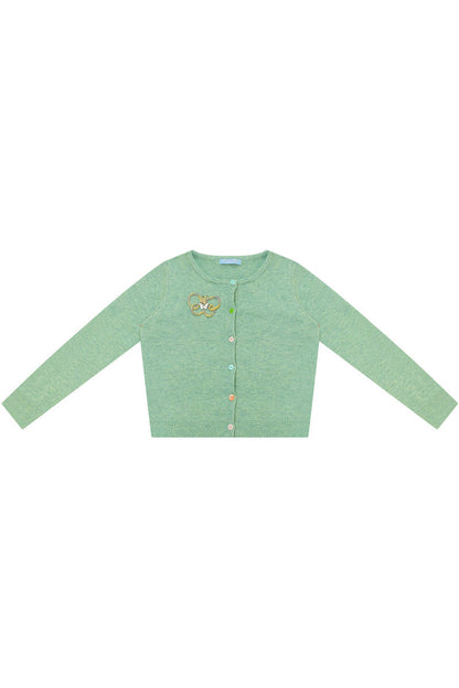 Cardigan in maglia con ricamo a farfalla