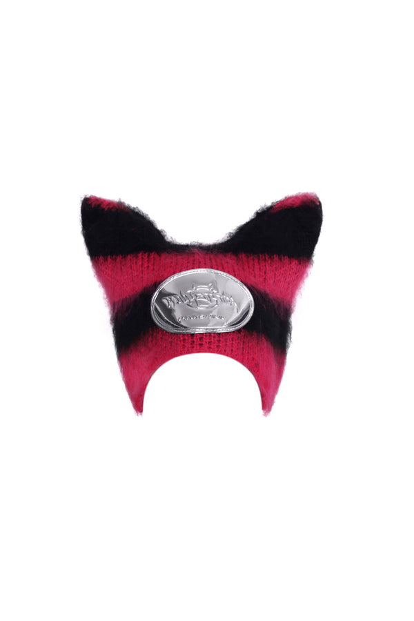 Striped Devil Cat Ears Knitted Hat
