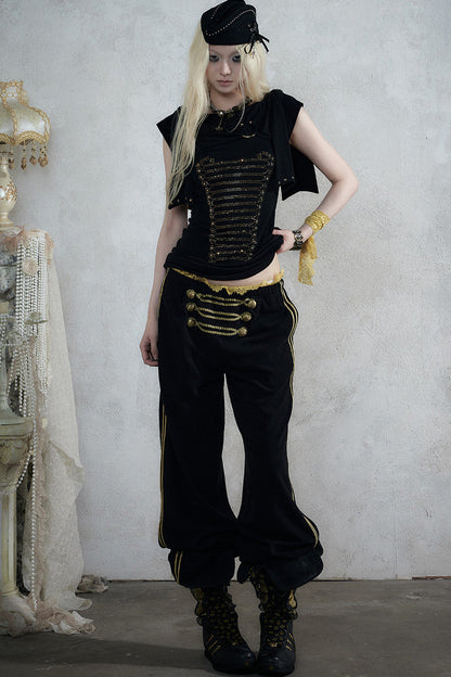 Rhinestone Corset Short-Sleeve Knit Dress