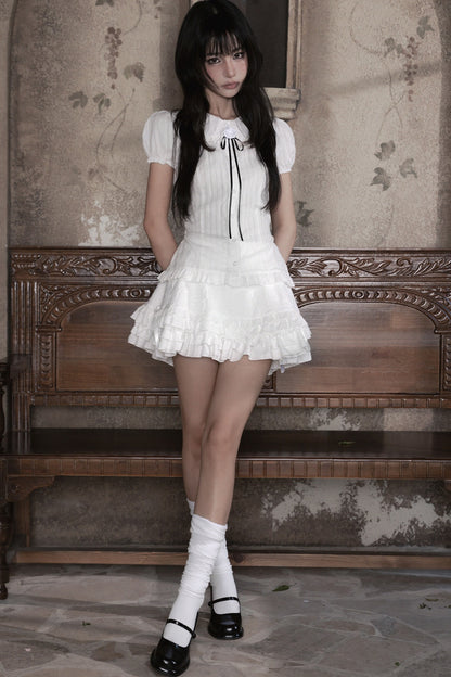 Short Sleeve Puff Blouse