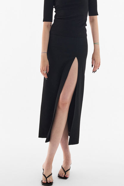 Rachel Draped Slit Long Skirt