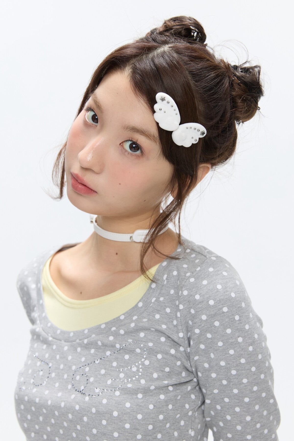 White Cloud Wing Flocked Side Bangs Clip