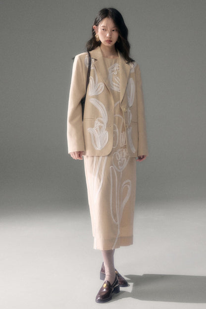 3D Floral Bird Tencel Dress