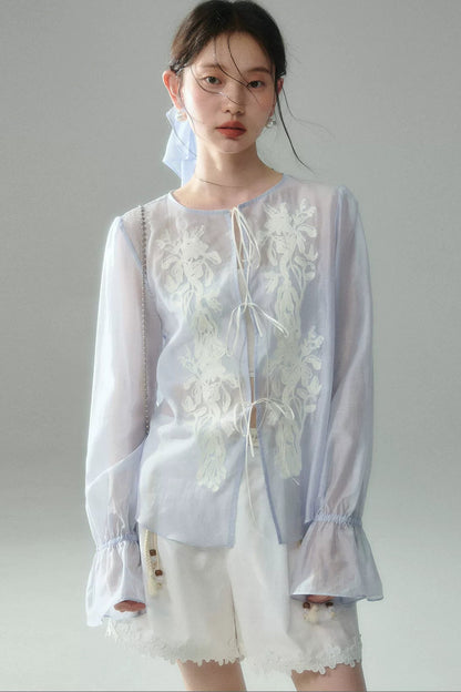 Embroidered Tencel Linen Blouse