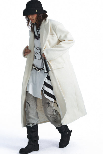 Double-Sided Wool Silhouette Lapel Coat