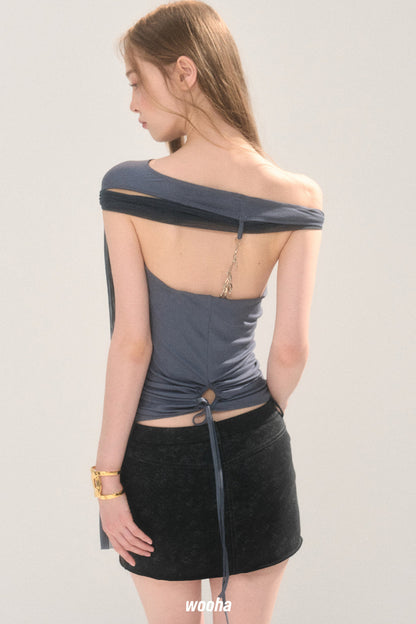 Mesh Overlay Halter Top