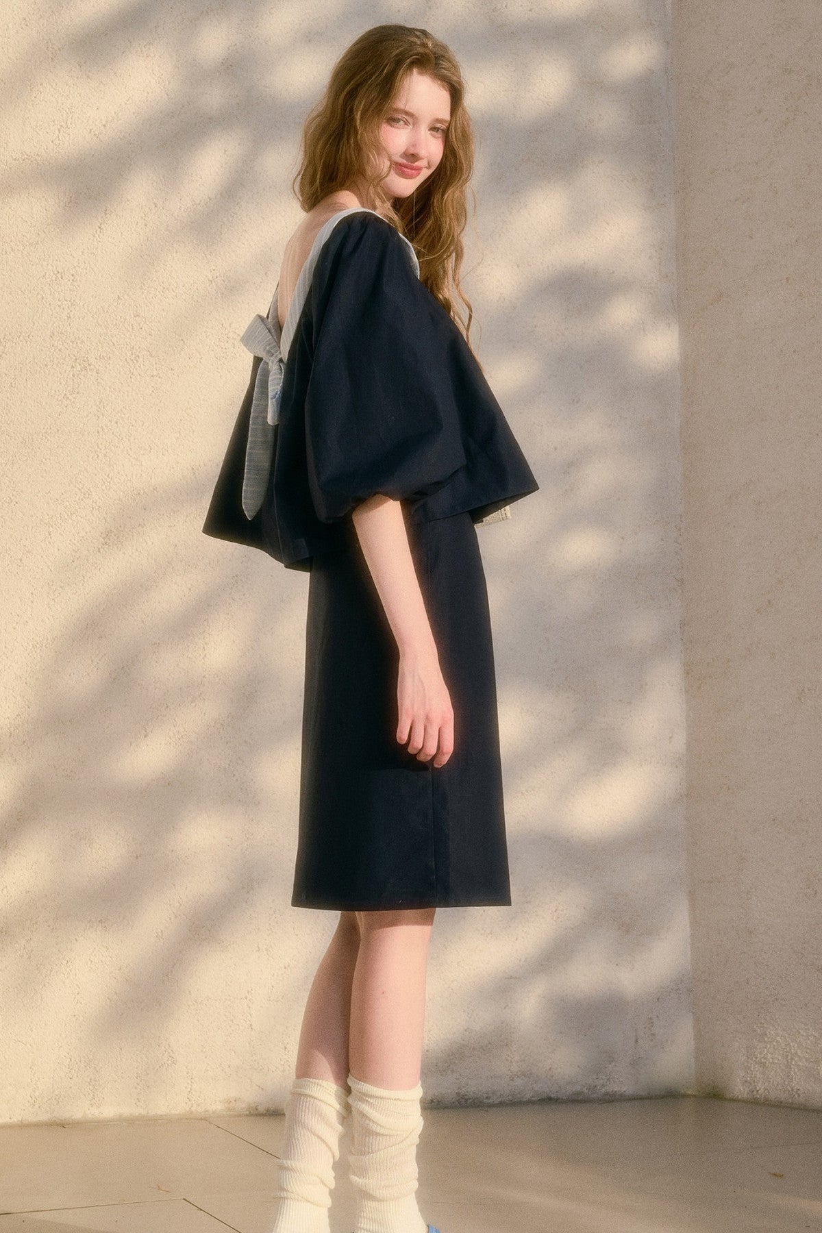 Floral Puff Sleeve Shirt and Skirt Set-Up