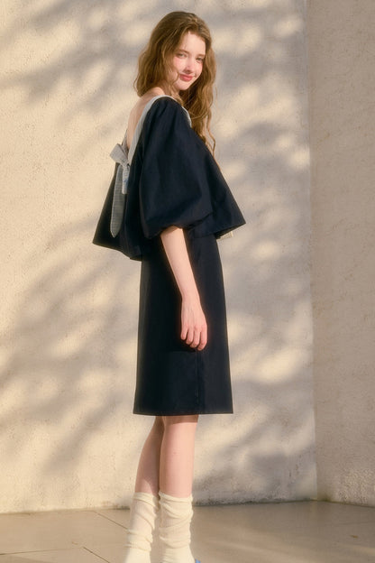 Floral Puff Sleeve Shirt and Skirt Set-Up