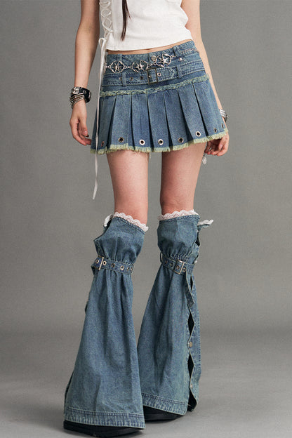 Gonna in denim plissettata rétro