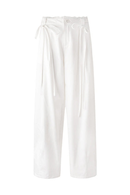 Lace Trim Pima Cotton Wide Leg Pants