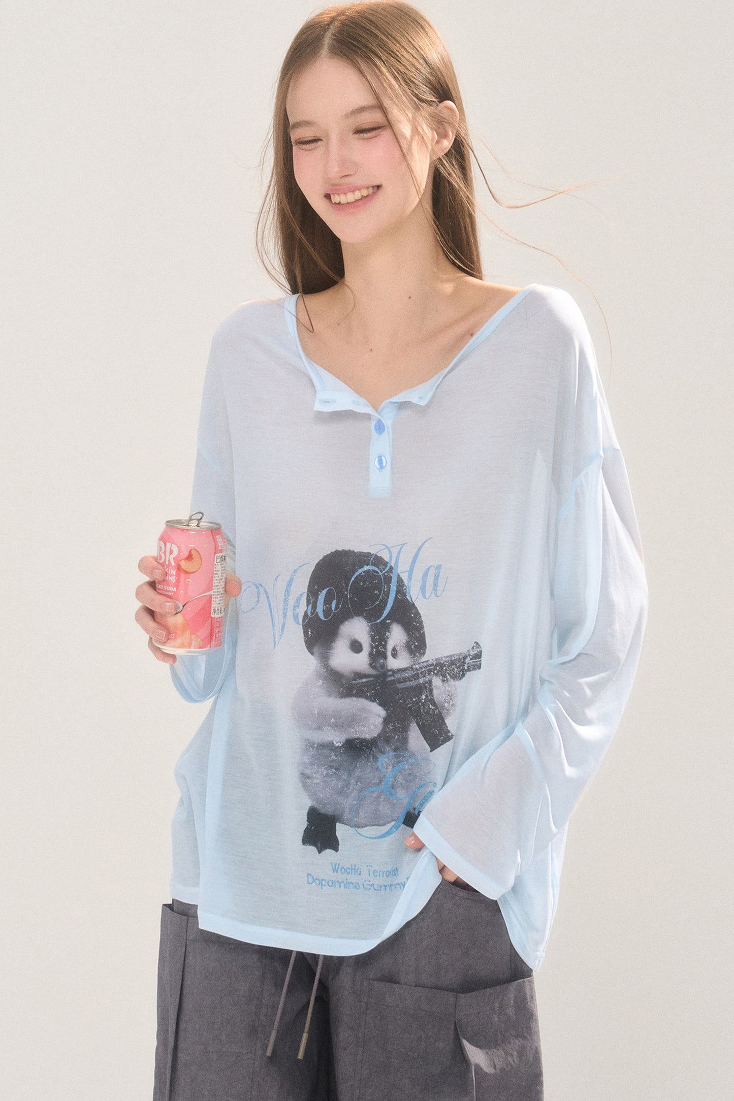 Cool Printed Loose Long Sleeve Blouse
