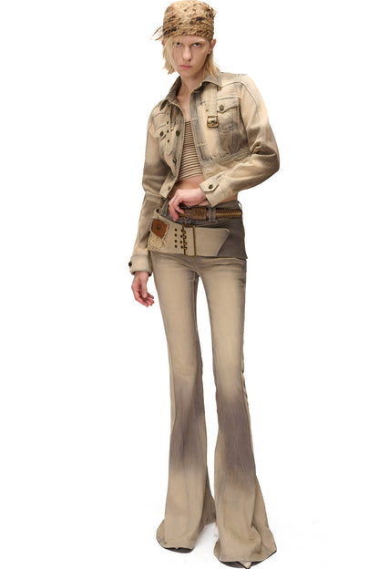 Vintage-Jeansjacke in Used-Optik, Grau
