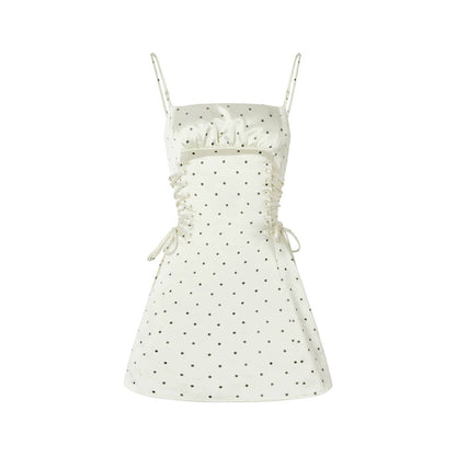 White Polka Dot Satin Dress