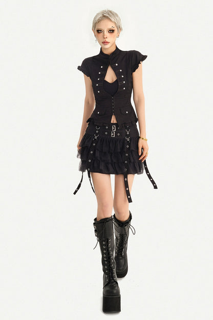 Layered Ribbon Punk Skirt