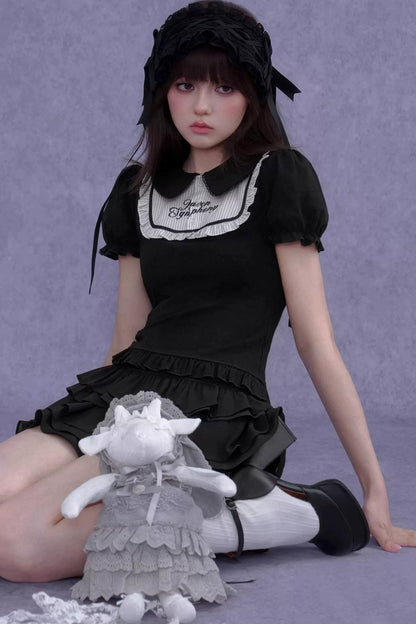 Dark Lolita Doll Collar Top Set-Up