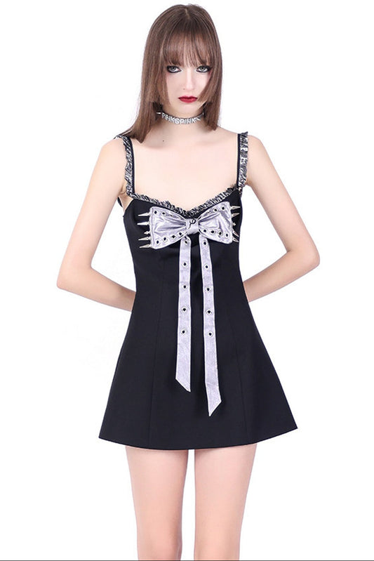 Rivet Bow A-Line Dress