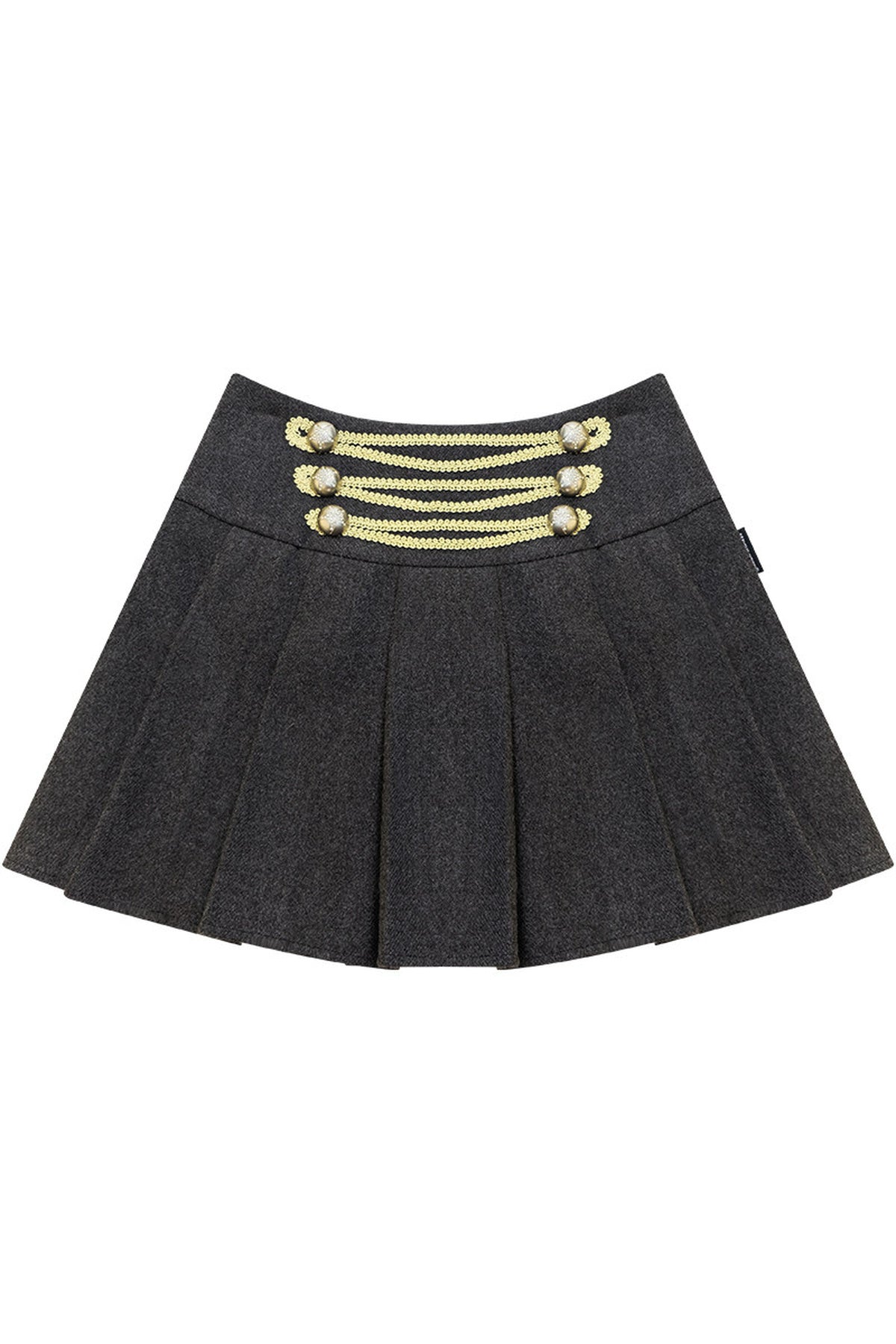 High-Waisted Double-Breasted Pleated Skirt