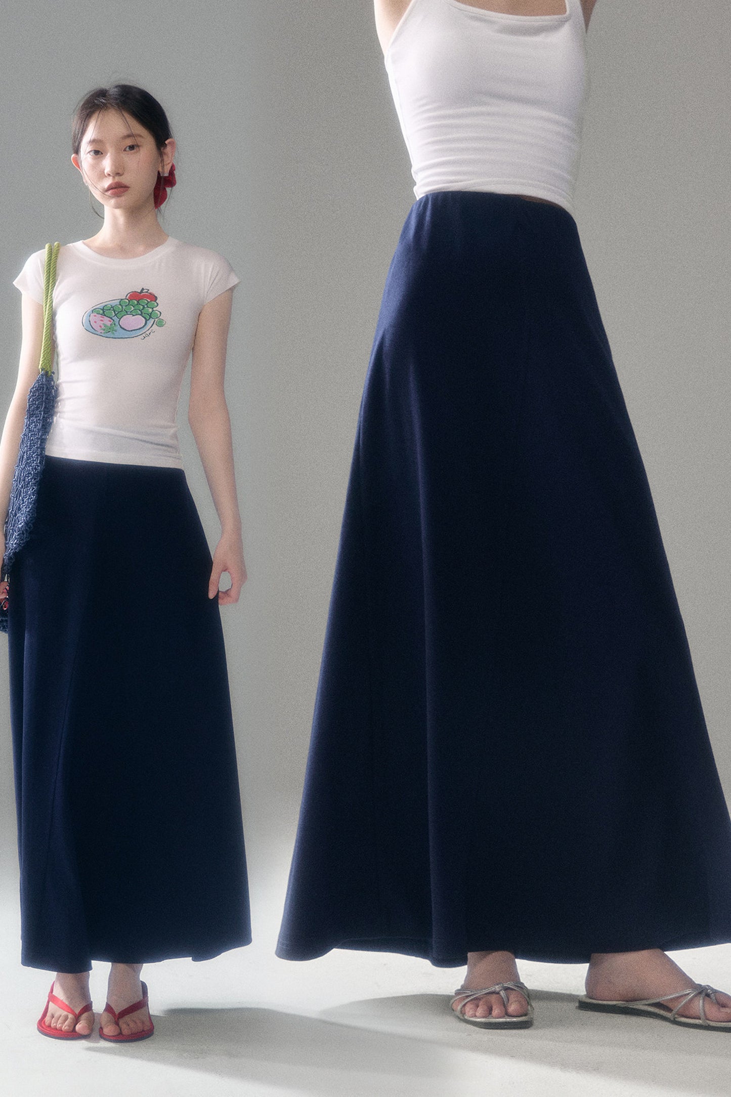 Cotton Blend A-Line Skirt