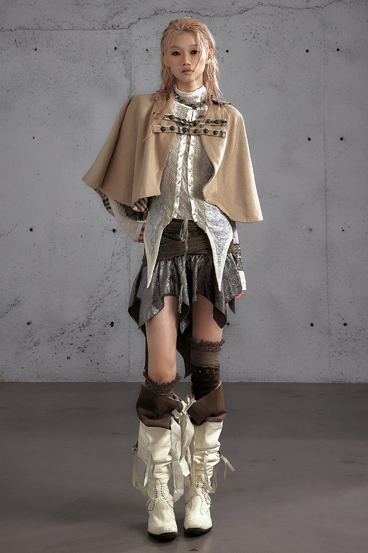 Reversible Wool Blend Plaid Cape