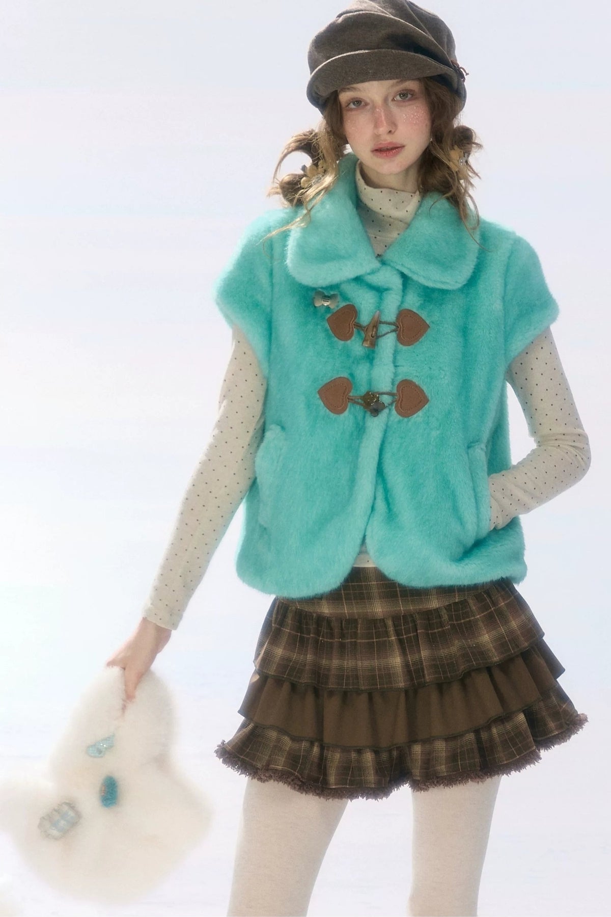 Lamb Wool Toggle Vest Jacket