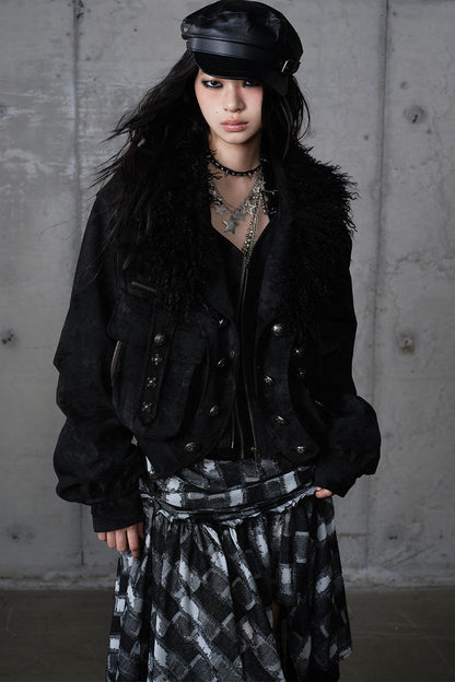 Functional Layered-Look Suede Jacket