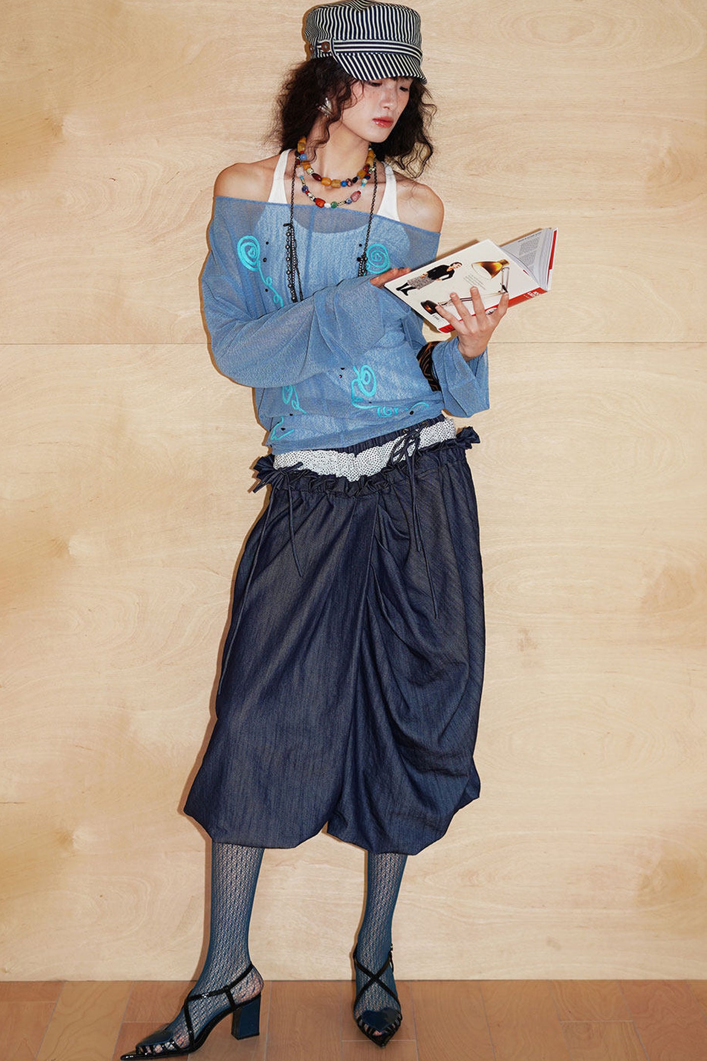 Patchwork Asymmetrical Wide-Leg Pants