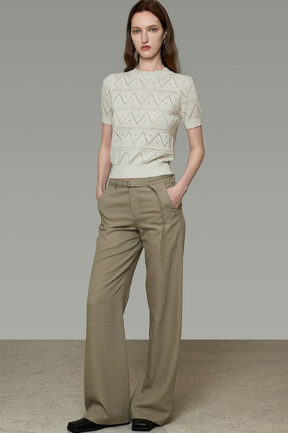 High-Waisted Casual Pants