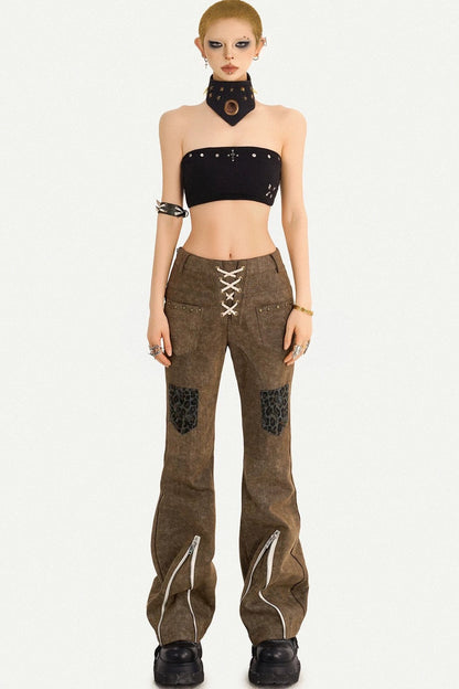 Punk High Waist Zipper Pants