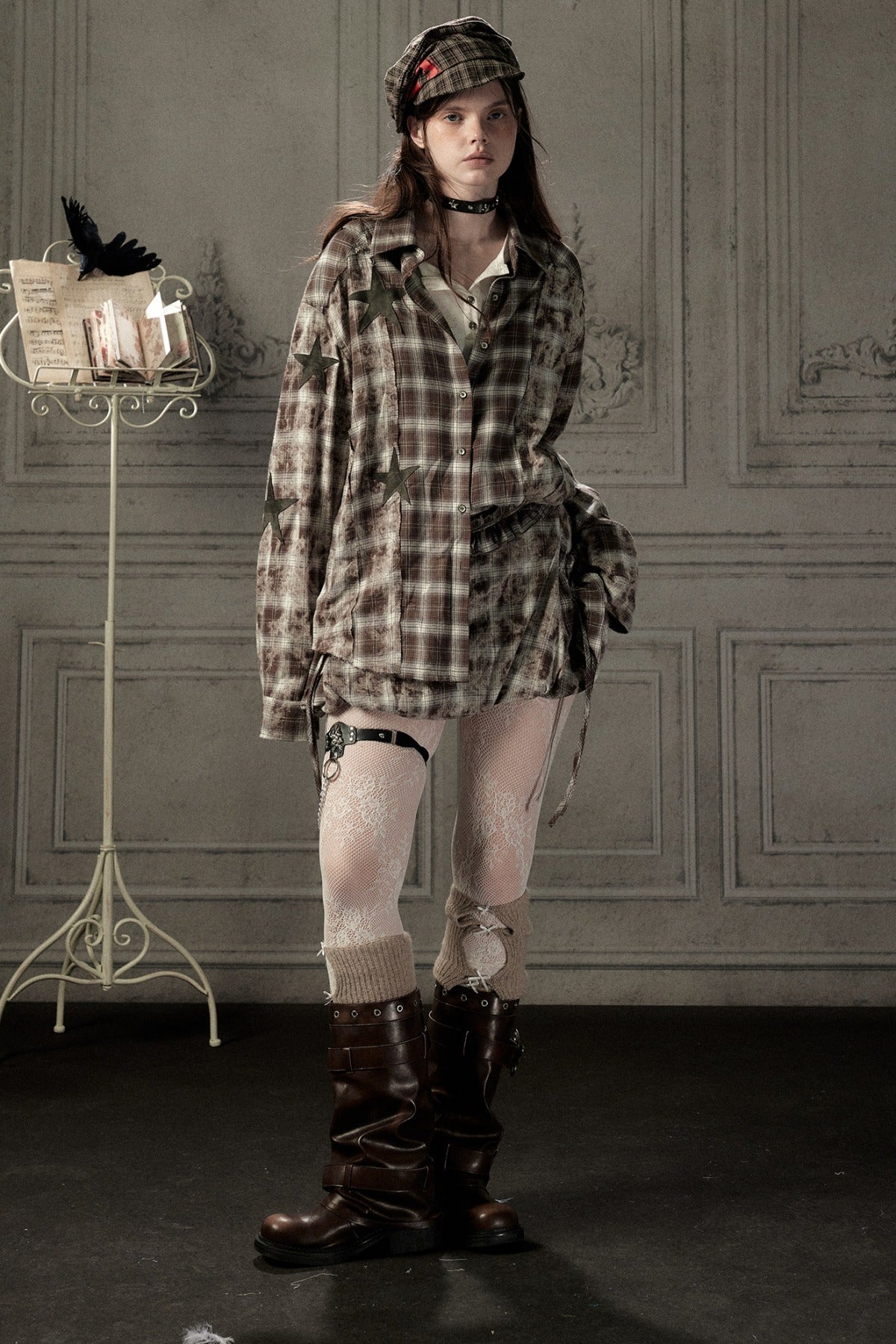 Coffee-Colored Plaid Shirt