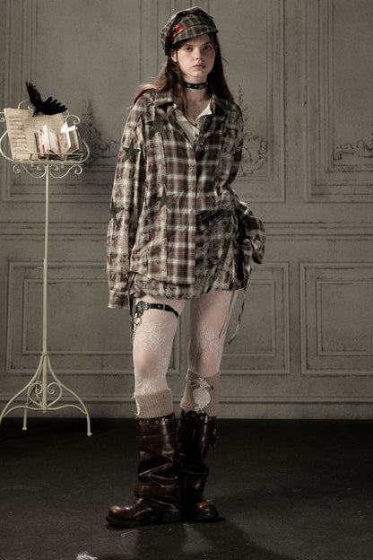 Coffee-Colored Plaid Shirt