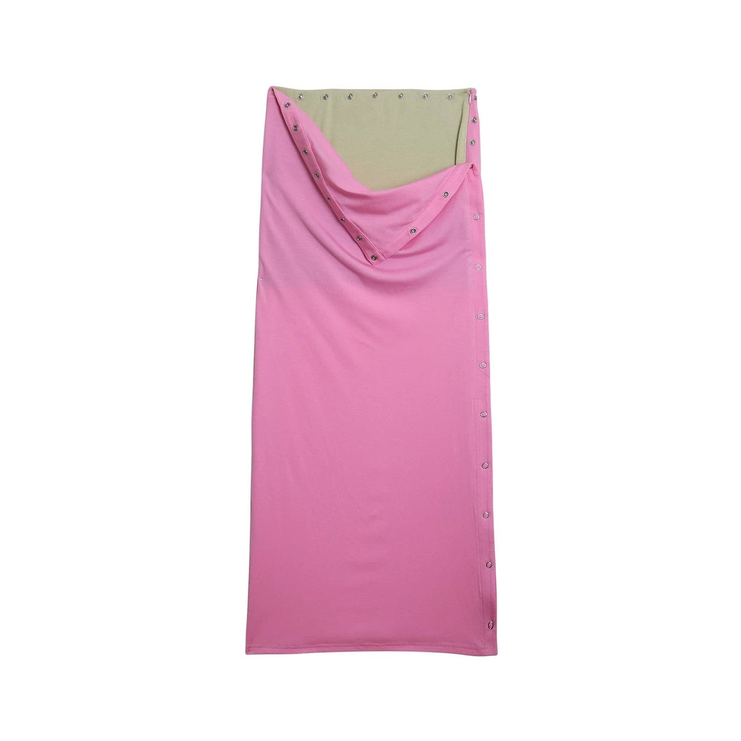 Retro Color-Block Lyocell Skirt