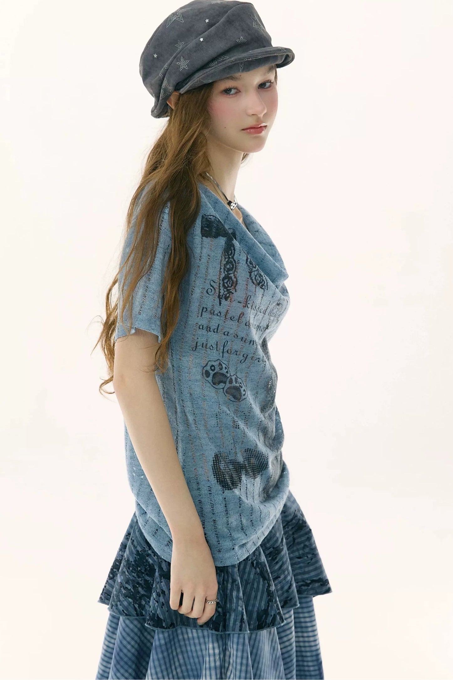 Sakura Melody Cat Print T-Shirt
