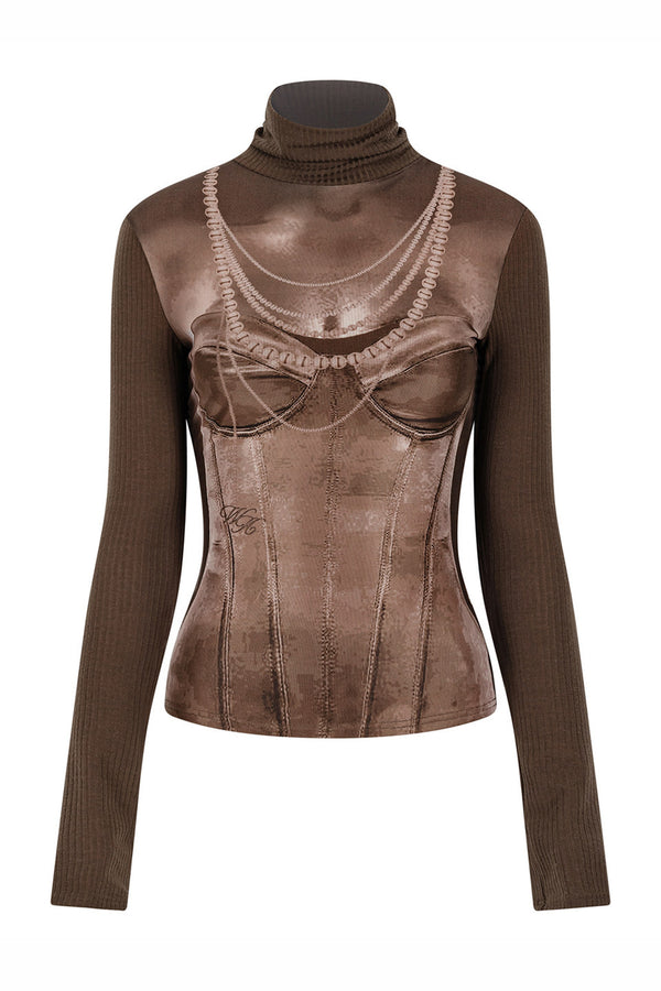 Elastic 3D Turtleneck Top