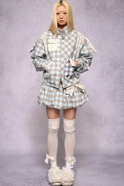 Jacke mit Engelsflügeln, Karomuster, Patchwork und Strass