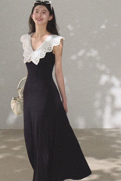 Robe en coton sans manches dos nu à ombre d’arbre
