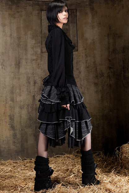 Irregular Elastic Multi-Layered Skirt