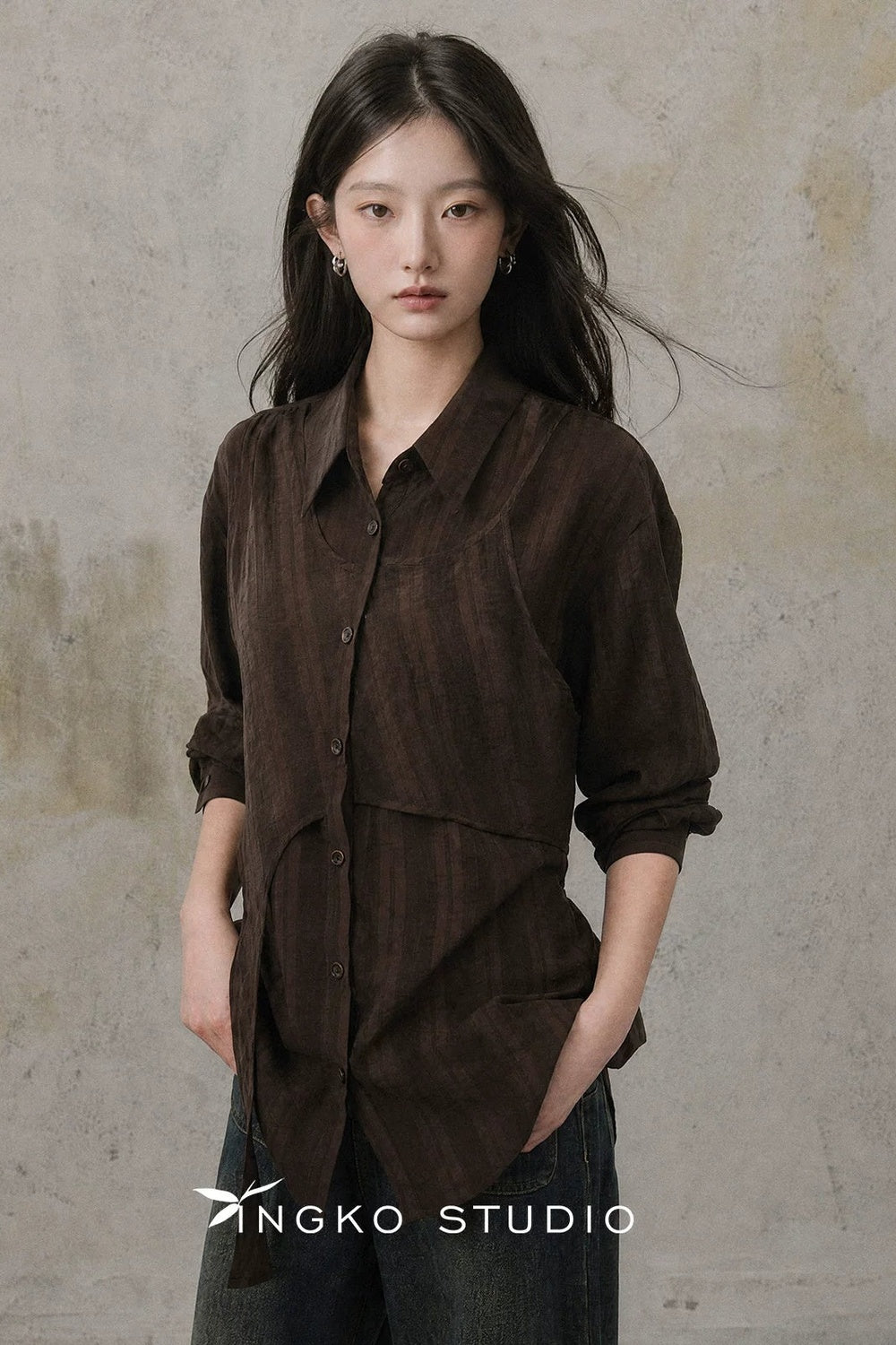 Layered-Look Blouse and Skirt Set-Up