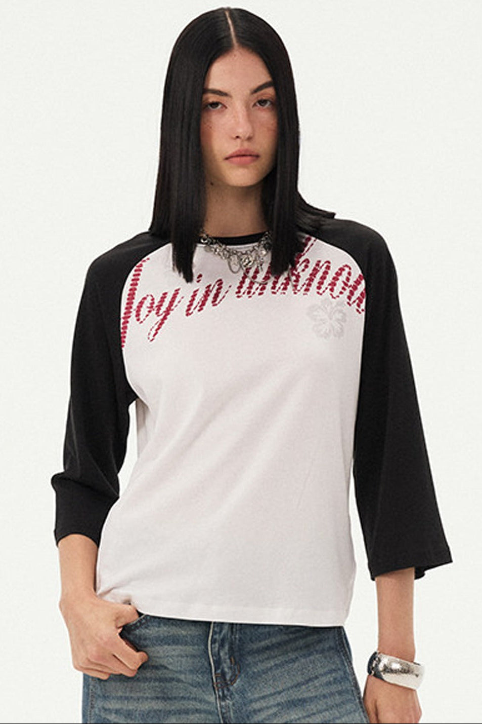 Oversized Slogan Print Raglan T-Shirt
