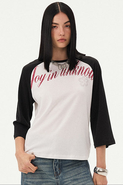 Oversized Slogan Print Raglan T-Shirt