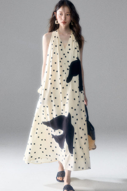 Polka Dot Bird Halter Dress