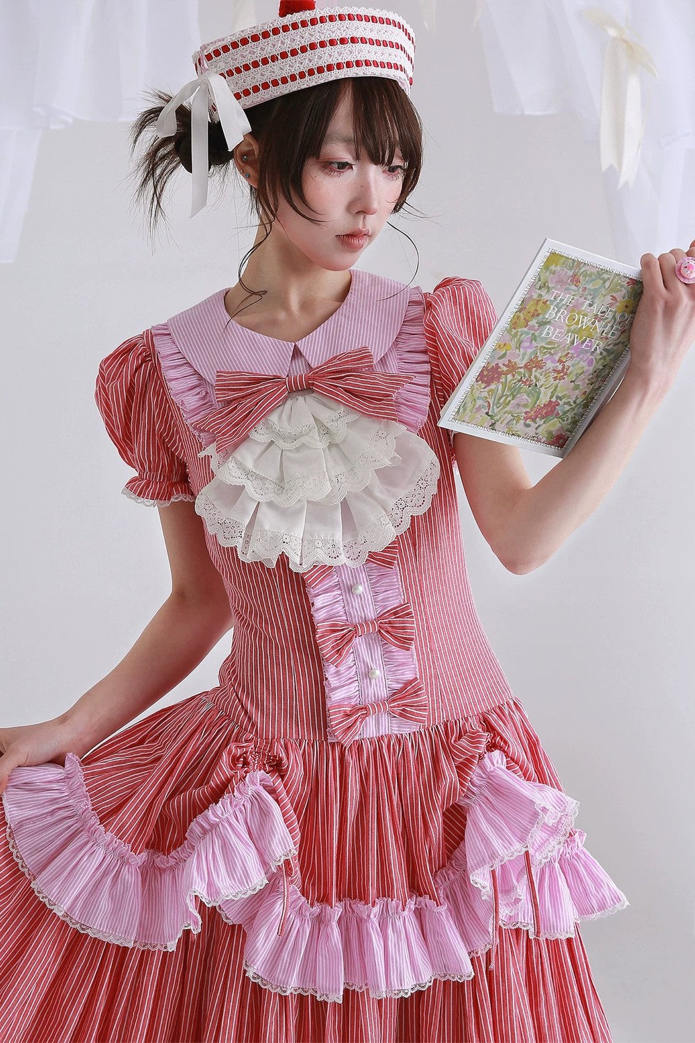 Red Retro Striped Lolita Dress
