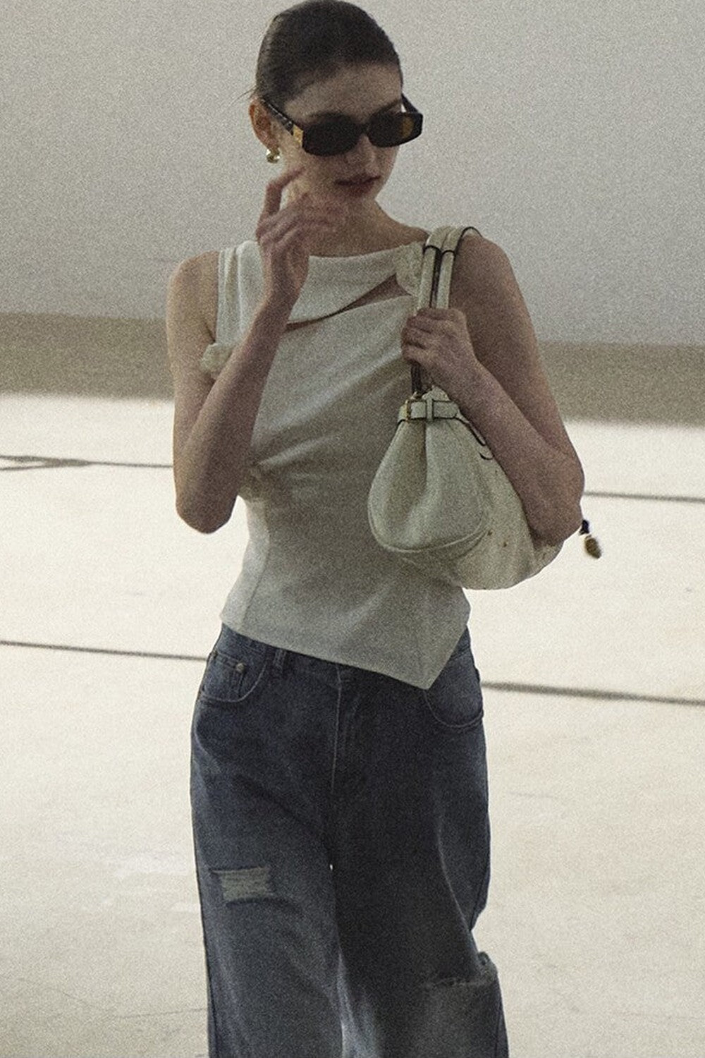 One-Shoulder Lyocell Wool Camisole