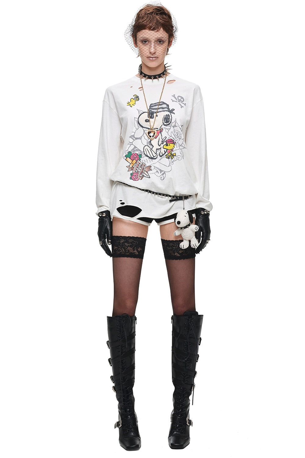 Low-Waist Layered-Look Woolen Shorts